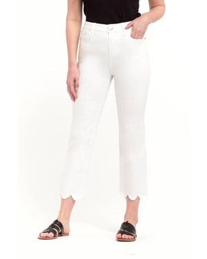 1822 Denim Scallop High Waisted Crop Straight Leg Jean - White