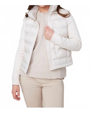 Renuar Cropped Mixed Media Puffer Jacket - White
