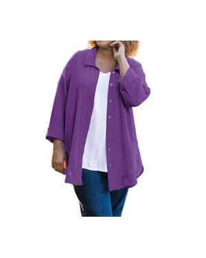 On The Plus Side Cotton Collar Long Sleeve Kendall Shirt - Purple