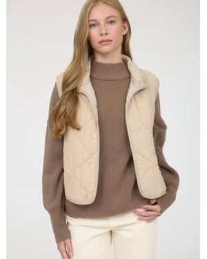 Blu Pepper Snap Button Quilted Puffer Vest - Natural