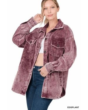 Zenana Vintage Vibes Shacket - Purple