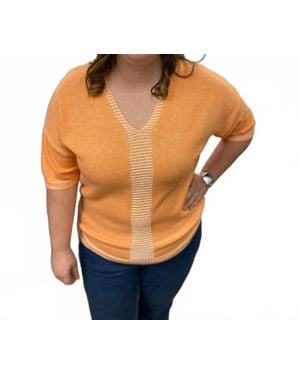 Marble Center Stripe Sweater Top - Blue