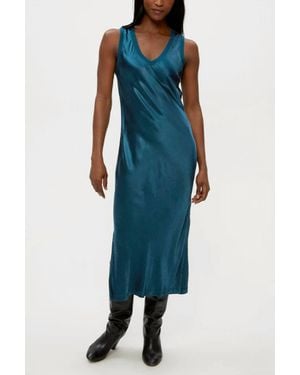 Michael Stars Randi Satin V Neck Midi Dress - Blue