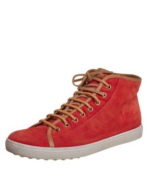 Tod's Suede And Leather High Top Sneakers - Red