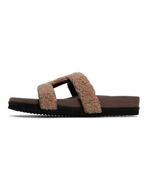 Roam Fuzzy Cuff Sandal - Brown