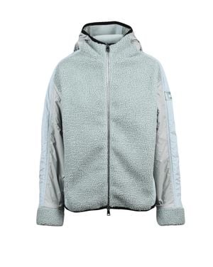 Add Plush Fleece Jacket With Zip Closure And Textured Finish - Blue
