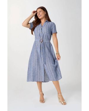 Coco + Carmen Miriam Short Sleeve Shirtdress With Belt - Blue