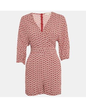 Maje Floral Print Crepe Jumpsuit - Red
