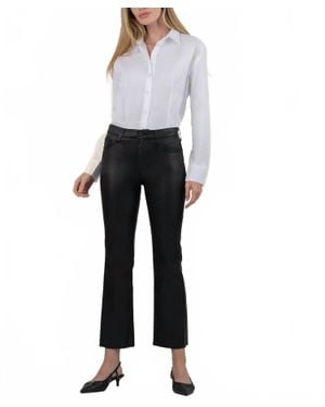Kut From The Kloth Kelsey Coated High Rise Ankle Flare Pants - Black