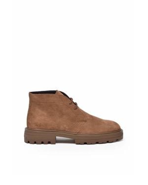 Hogan Leather Lace-Up Boots - Brown
