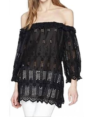 Johnny Was Off-The-Shoulder Eyelet Top - Black
