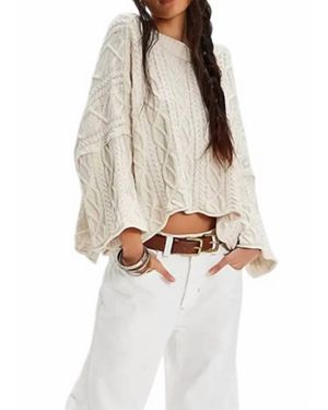Lovesoft Cropped Cable Knit Sweater - White