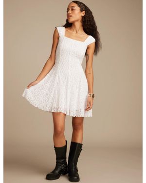 Lucky Brand Floral Mesh Mini Dress - Natural