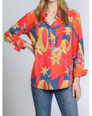 Apny Boyfriend Button Up Shirt - Red