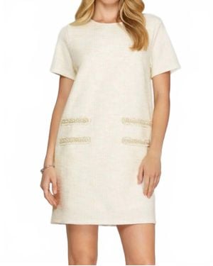 She + Sky Ivy Pearl Studded Mini Dress - White