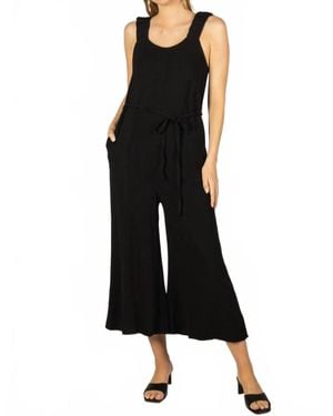 P.Cill Linen Culotte Jumpsuit - Black