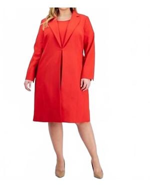 Le Suit Sheath Dress And Long Matching Jacket - Red
