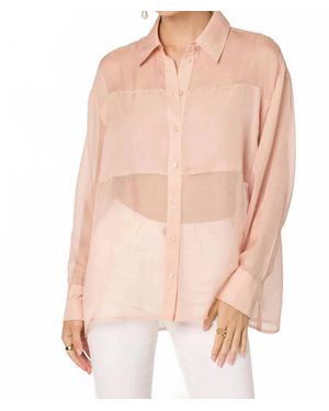 Astr Evie Sheer Button Up Shirt - Pink