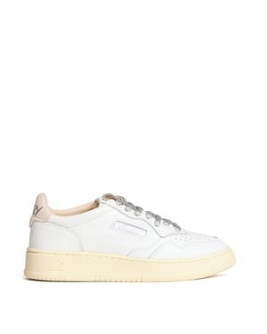 Autry Lurex Leather Medalist Low Sneakers - White