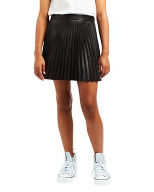 Tractr Girl's Pleated Faux Leather Skirt - Black