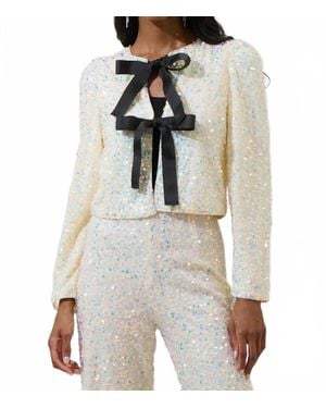 Sugarlips Long Sleeve Sequined Jacket With Bow - White