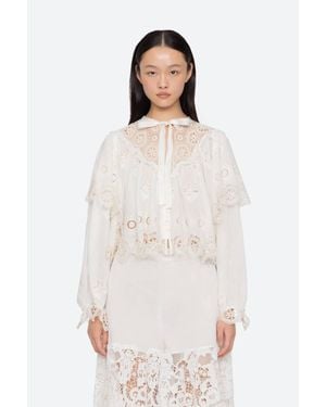 Sea Sofia Embroidery Long-Sleeve Top - White