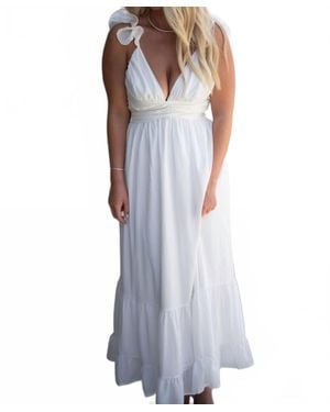 Main Strip Luna Ruffle Maxi Dress - Blue