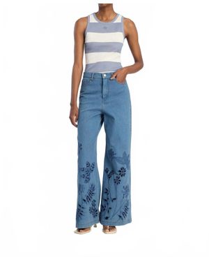 Munthe Floral Cotton Wide Leg Jeans - Blue