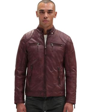 Infinity Leather Moto Biker Jacket-Taiwan - Purple