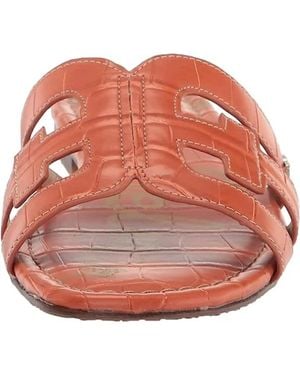 Sam Edelman Bay Slide Mule Open-Toe Slip-On Leather Wide Sandals - Red