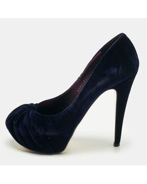 Gina Velvet Claire Platform Pumps - Blue