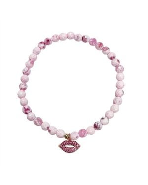 Love Cotton Candy Lips Ankle Bracelet - Pink