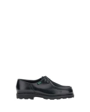 Paraboot Ponyskin Leather Lace-Up Loafers - Black