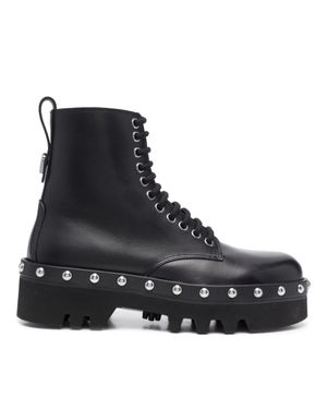 Furla Rita Edgy Studded Detail Leather Ankle Boots - Black