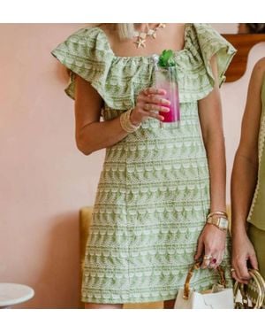 Endless Blu. Exuma Embroidered Dress - Green