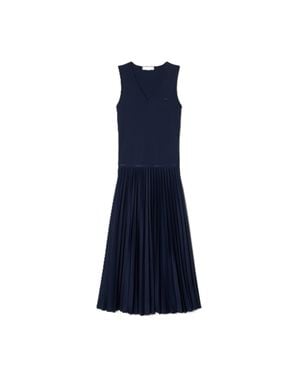 Lacoste Flowing Midi Dress With Fitted Bodice - Blue
