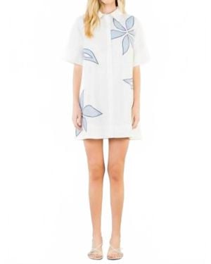 Thml Floral Embroidery Dress - White