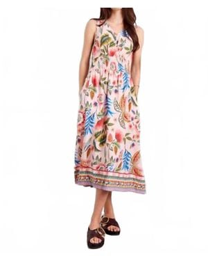 Charlie b Smocked Printed Viscose Midi Dress - Red