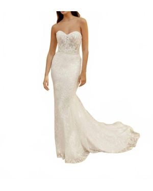 Justin Alexander Embroidered Lace Wedding Gown - White