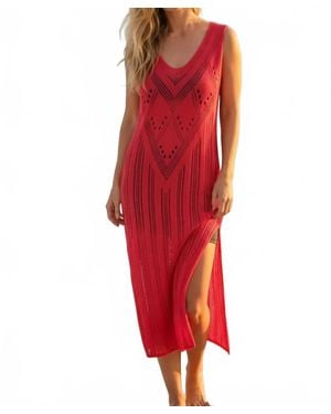 Umgee Crochet Knit Beach Cover Up - Red