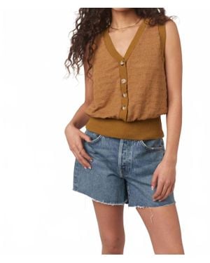 Project Social T Ingrid Button Front Tank Top - Blue