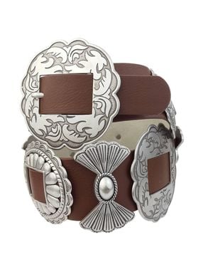 Axesoria West Fully Packed Concho Wide Western Belt - Metallic