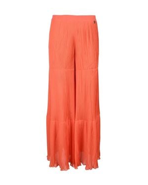 Twinset Pleated High Waist Pants With Wide Leg Design - Orange