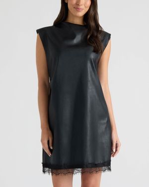 Ellen Tracy Padded Shoulder Short Dress - Black