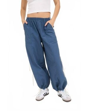 JOA Side Stripe Cut Out Tie Strap Track Sweatpants - Blue