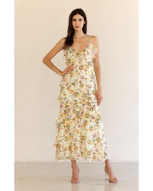 Storia Fall Floral Midi Dress - Natural