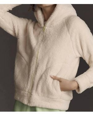 Sundry The Faux Fur Zip Hoodie - Natural