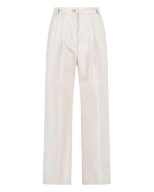 Aspesi Cream Tailored Straight-Leg Cotton Pants - White