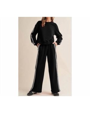 Aapparella Stripe Sleeve Wide Leg Jogger Set - Black