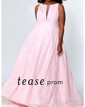 Sydney's Closet Plus Empire Waist Prom Dress - Pink